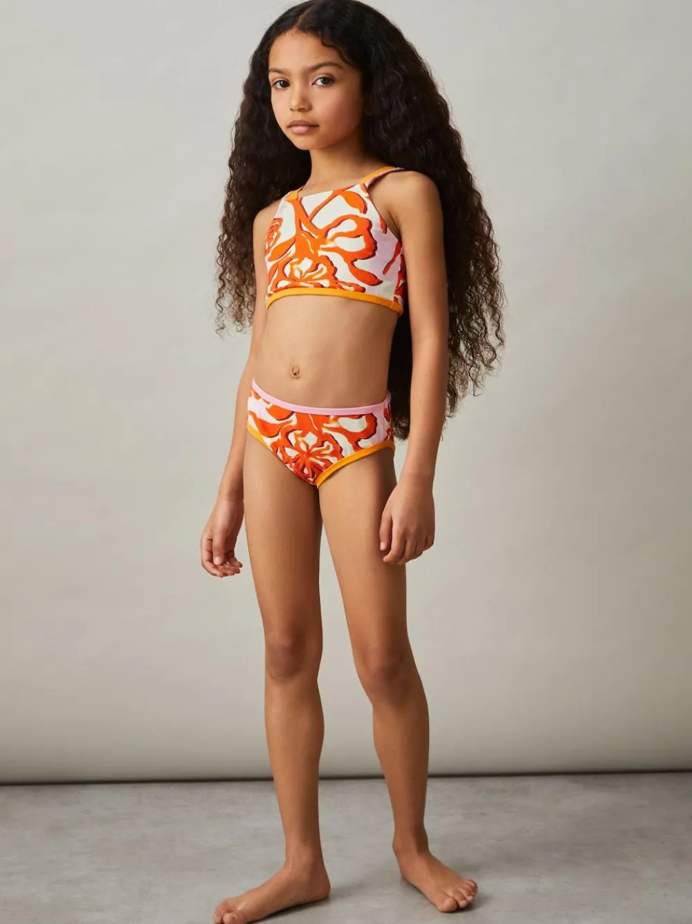 Sale Reiss Pink Print Phoebe 4-9 yrs Floral-Print Bikini Top