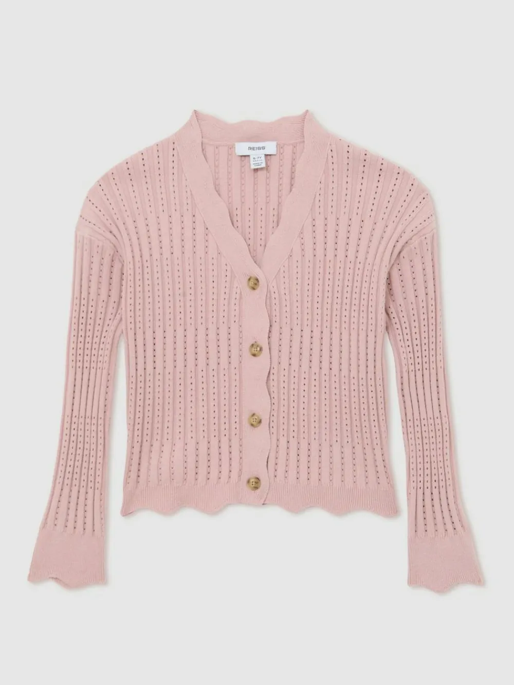 Reiss Seren 9-13 yrs Rib-Knit Pointelle Cardigan^ Knitwear|Knitwear