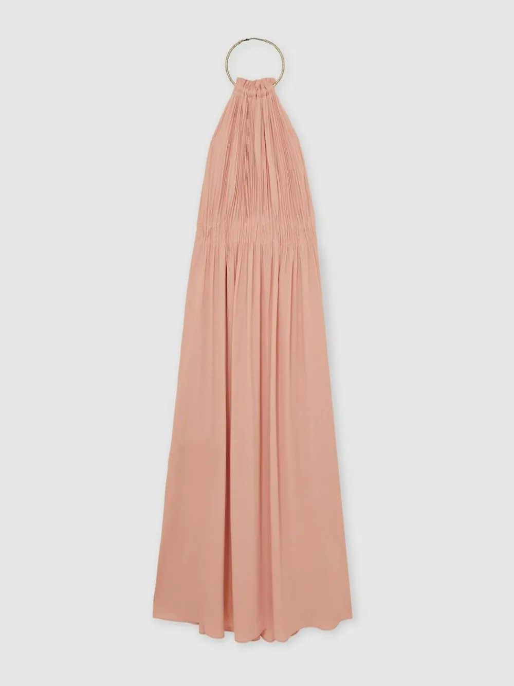 Reiss Pink Vinnie Ring-Detail Halterneck Maxi Dress