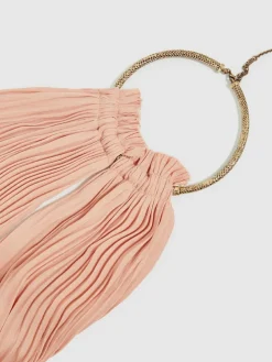 Reiss Pink Vinnie Ring-Detail Halterneck Maxi Dress