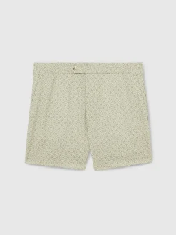 Online Reiss Caprio Geometric Print Swim Shorts Pistachio Green