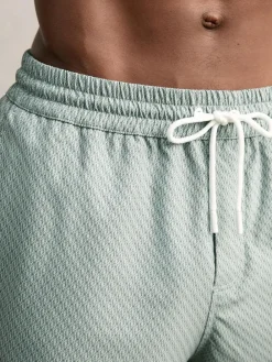 Sale Reiss Tito Drawstring Geometric Print Swim Shorts Pistachio Green