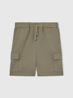 Reiss Oliver 9-13 yrs Premium Interlock-Jersey Cargo Shorts Sage
