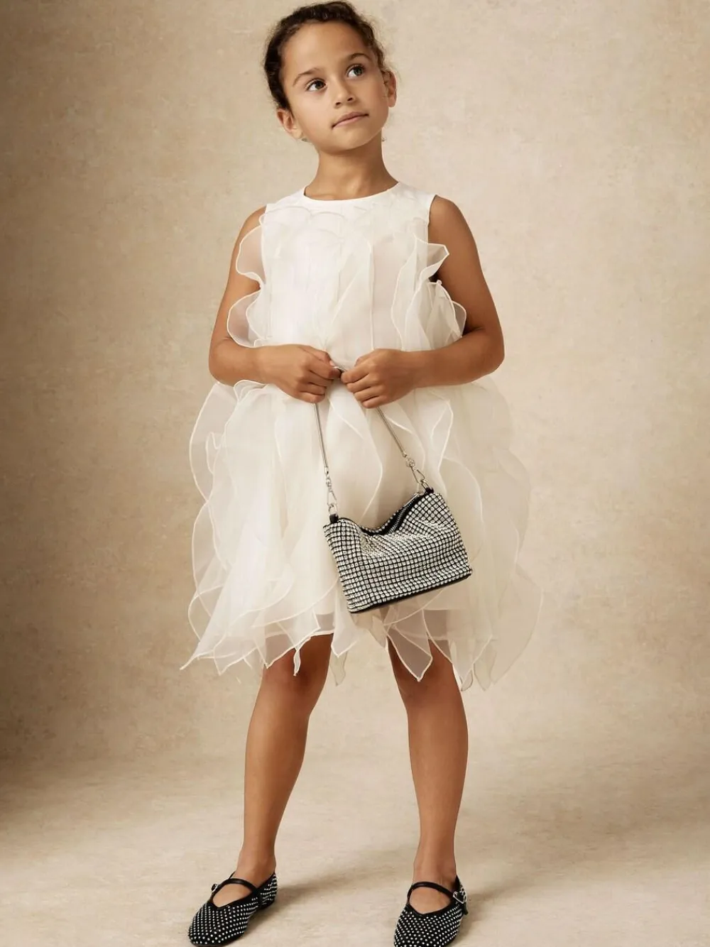 Reiss Silver Amie Girls Crystal-Mesh Ballet Pumps^ Shoes