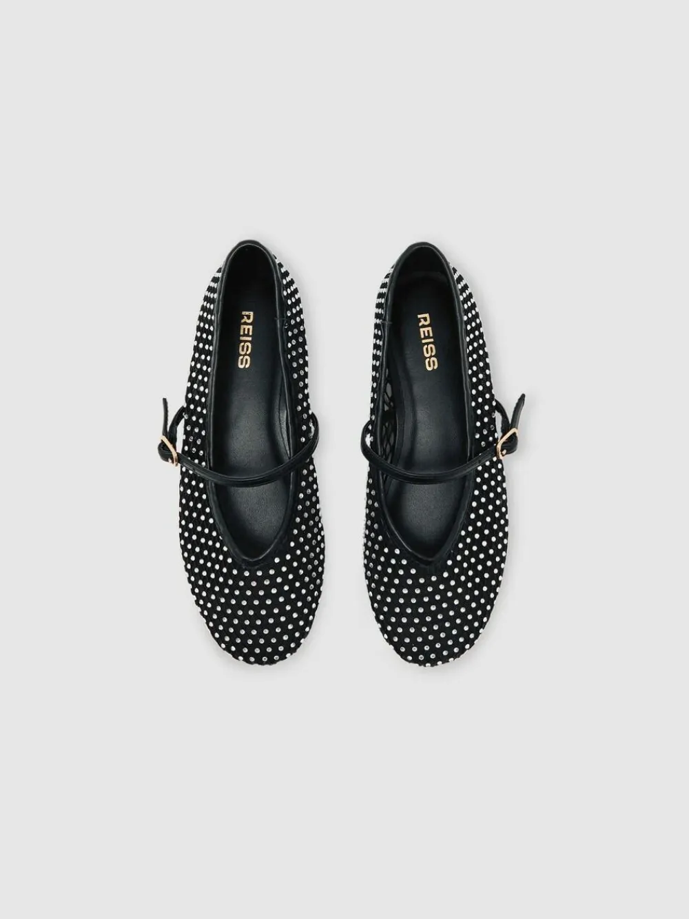 Reiss Silver Amie Girls Crystal-Mesh Ballet Pumps^ Shoes