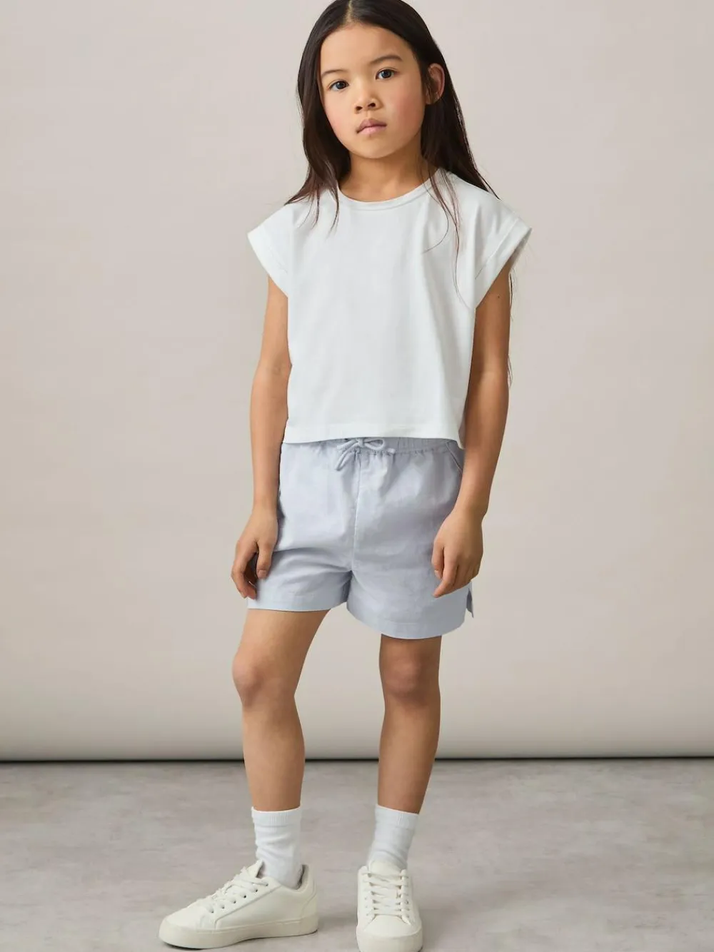 Reiss Soft Blue Cleo 9-13 yrs Cotton-Linen Drawstring Shorts^ Shorts