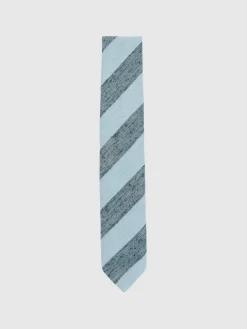 Online Reiss Soft Blue Ercole Silk-Blend Textured Stripe Tie