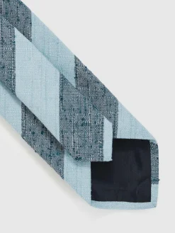 Online Reiss Soft Blue Ercole Silk-Blend Textured Stripe Tie