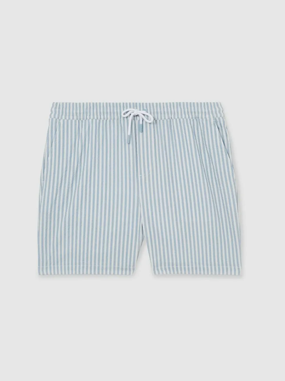 Hot Reiss Bay Seersucker Stripe Swim Shorts Soft Blue/White