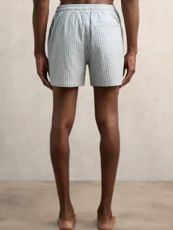 Hot Reiss Bay Seersucker Stripe Swim Shorts Soft Blue/White