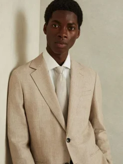 Clearance Reiss Ceremony Textured Silk Blend Tie Soft Champagne