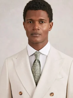 Sale Reiss Cosimo Silk Floral-Medallion Tie Soft Sage