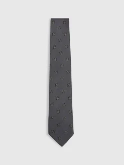 Reiss Parma Silk Blend Jacquard Tie Steel Blue