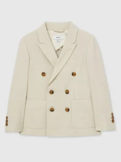 Reiss Stone Belmont J 3-9 yrs Double-Breasted Textured Blazer With Wool^BOY Suits & Vest