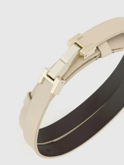 New Reiss Hayley Leather Square Hinge Belt Stone