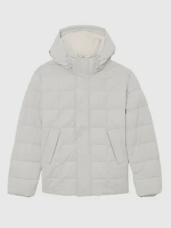 Discount Reiss Klause Fleece-Lined Hooded Puffer Jacket Stone