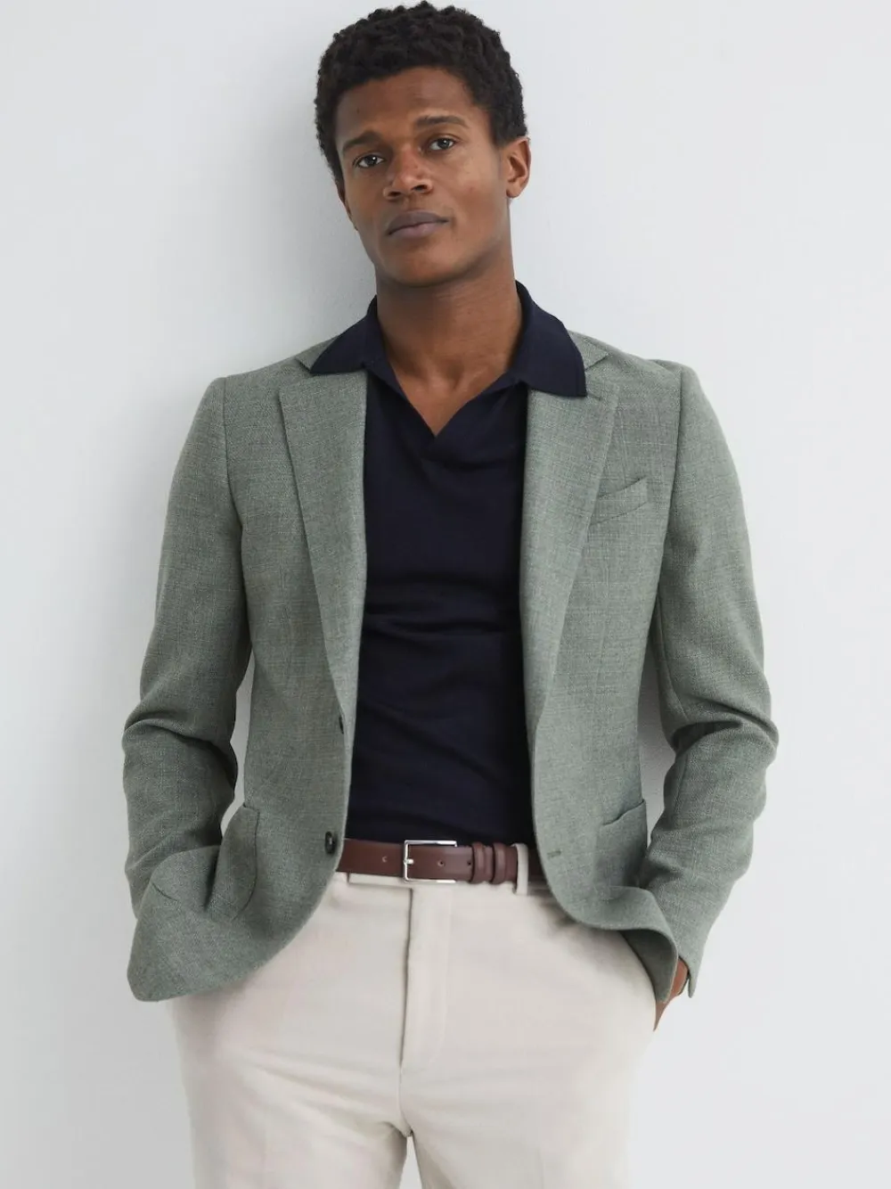 Clearance Reiss Dante Smooth Leather Belt Tan