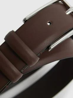 Clearance Reiss Dante Smooth Leather Belt Tan