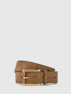Reiss Tan Rosie Suede Square Roller Buckle Belt^Women Belts