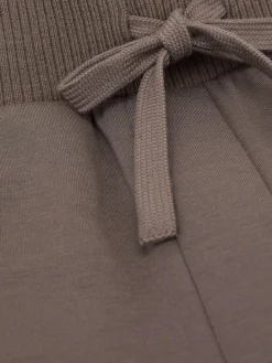 New Reiss Laney Premium Interlock Wide-Leg Joggers Taupe Brown