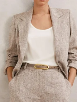 Reiss Chaya Suede Elongated-Buckle Skinny Belt^Women Belts