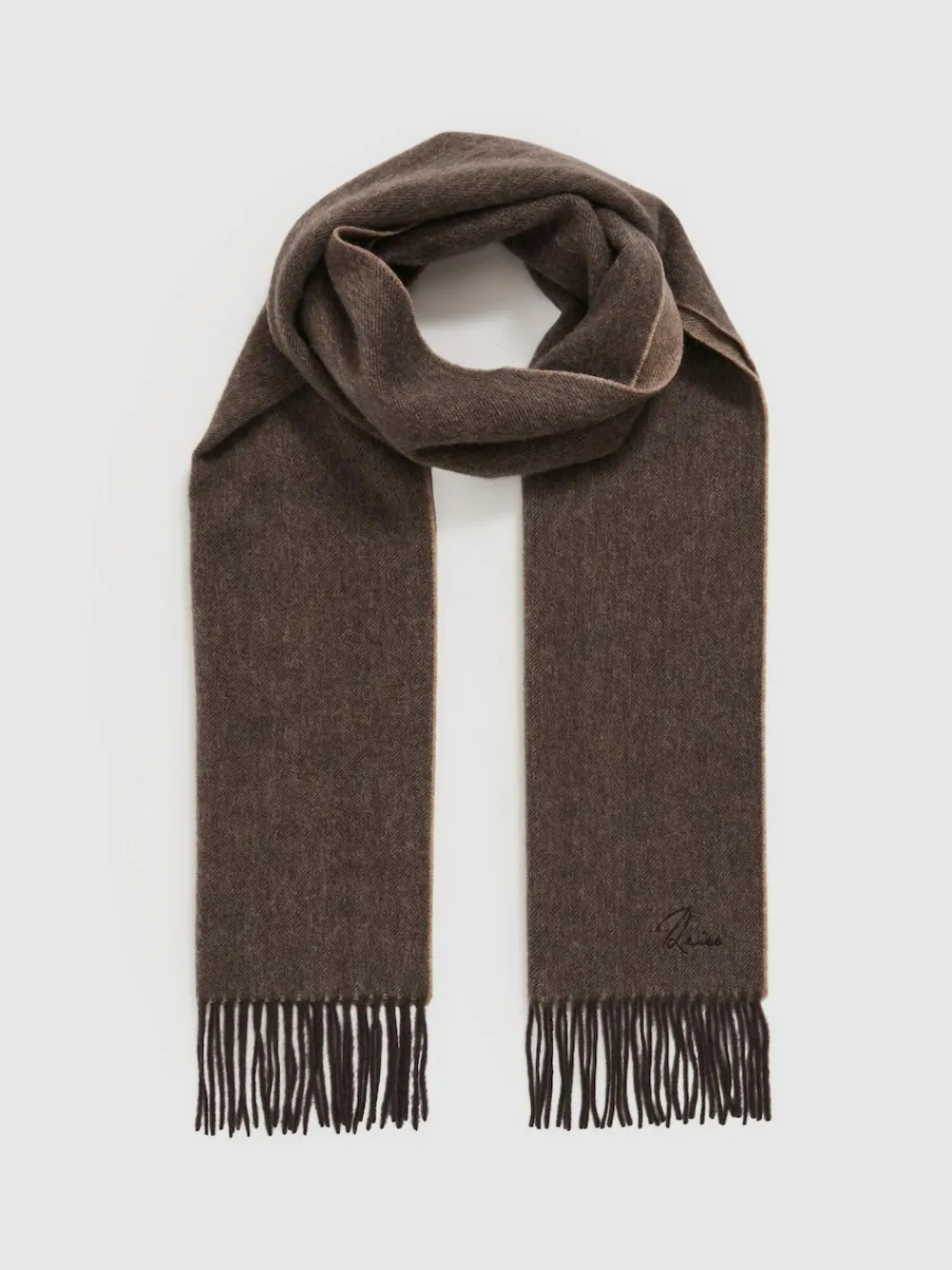 Reiss Taupe Picton Wool and Cashmere Scarf^ Hats, Gloves & Scarves|Hats, Scarves & Gloves