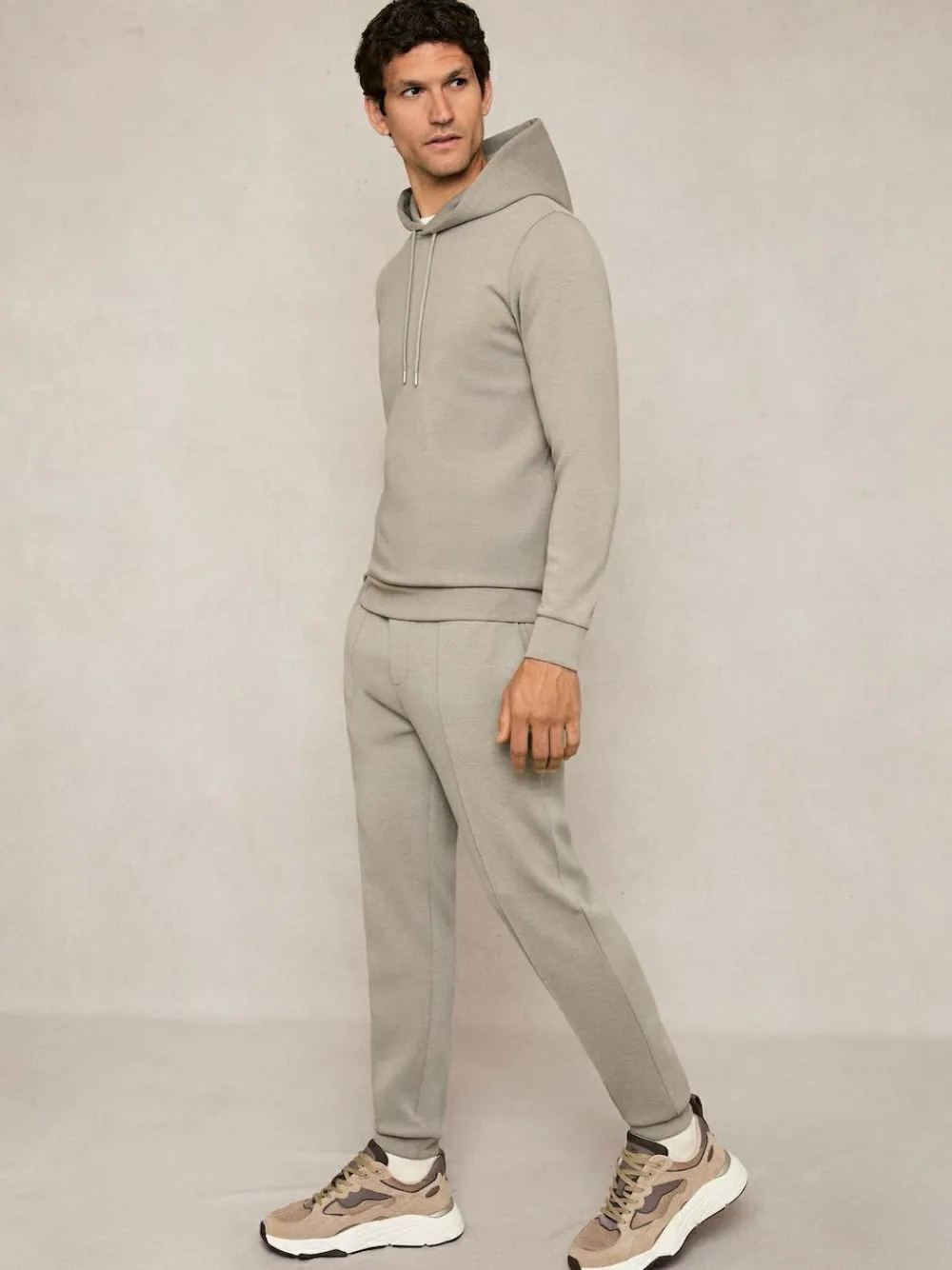 Discount Reiss Premier Stretch-Jersey Tailored Joggers Taupe