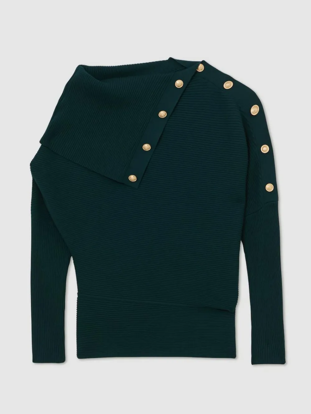 Best Reiss Lexi Rib-Knit Button Shawl Jumper Teal Blue