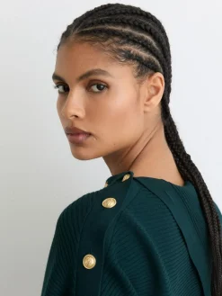 Best Reiss Lexi Rib-Knit Button Shawl Jumper Teal Blue