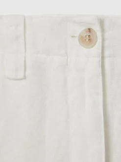 Reiss White Demi Linen Garment Dyed Shorts