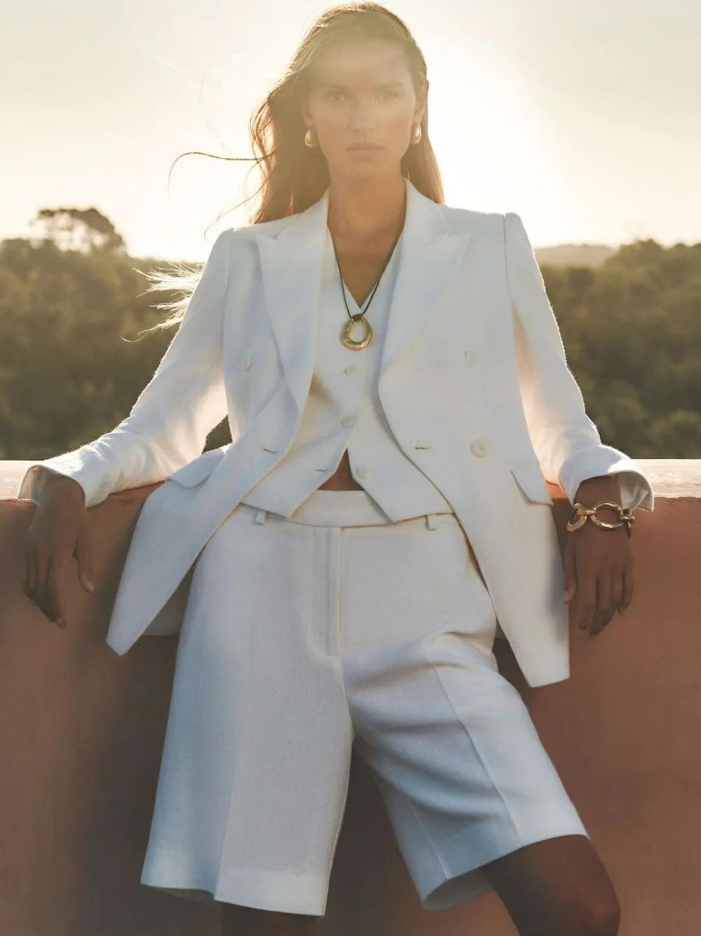 Hot Reiss White Devon Linen-Blend Bermuda Shorts