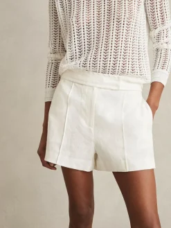 Reiss Fawn Linen Whipstitch Shorts^Women Shorts