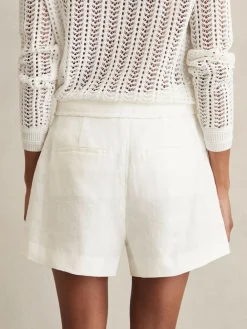 Reiss Fawn Linen Whipstitch Shorts^Women Shorts