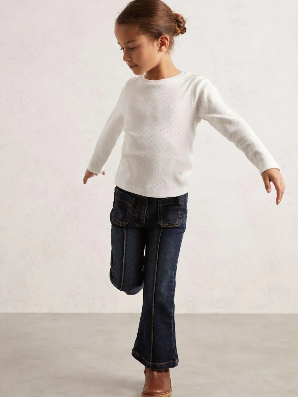 Reiss White Poppy 3-9 yrs Cotton Pointelle Long-Sleeve Top^ T-Shirts