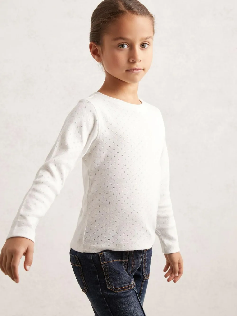 Reiss White Poppy 3-9 yrs Cotton Pointelle Long-Sleeve Top^ T-Shirts