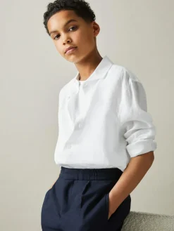 Best Reiss Ruban 3-9 yrs Linen Cutaway Collar Shirt White