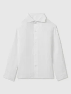 Best Reiss Ruban 3-9 yrs Linen Cutaway Collar Shirt White