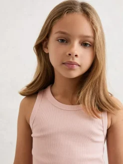 Reiss White/Pink/Navy Violet 3 Pack 9-13 yrs Stretch-Cotton Ribbed Vests