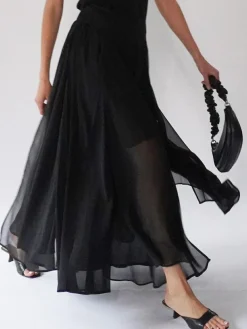 Religion Black Eligion Floaty Sheer Multi Layered Olsen Maxi Skirt^Women Skirts