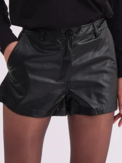 Religion Black Orbit Faux Leather Shorts^Women Shorts