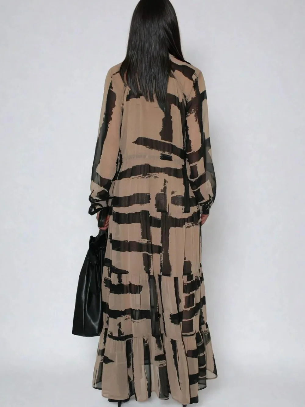 Religion Brown Loose Zoe Maxi Dress In Bold Selvage Black Stripe On Caramel^Women Maxi Dresses