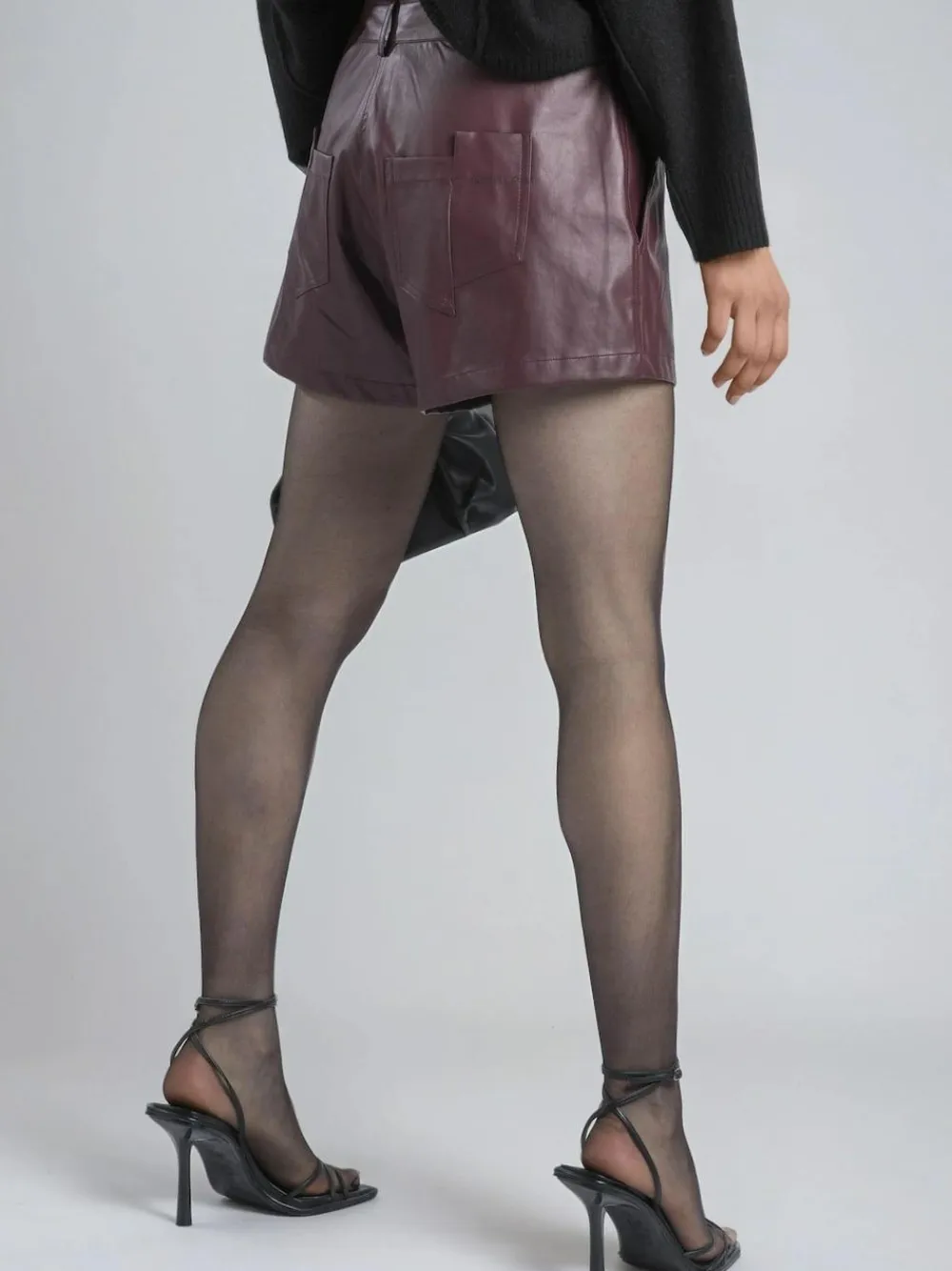 Online Religion Red Dark Orbit Faux Leather Shorts With Pocket Details