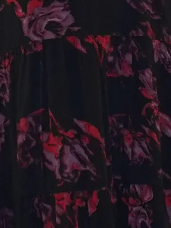 Religion Red Zoe Tiered Maxi Boho Dress With Tiered Skirt In Dark Floral^Women Maxi Dresses