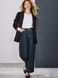 Clearance Next Wide Leg Barrel Denim Jeans Rinse Blue