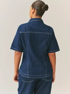Next Rinse Denim Fuller Bust Short Sleeve Fitted Top^Women Blouses & Shirts