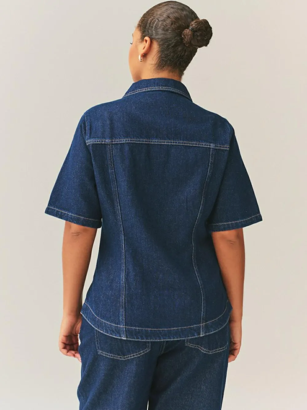 Next Rinse Denim Fuller Bust Short Sleeve Fitted Top^Women Blouses & Shirts