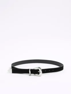 River Island Black Bubble Buckle Suede Belt^Women Belts