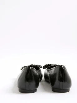 Clearance River Island Black Chain Bow Ballet Pumps