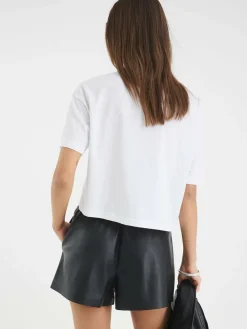 River Island Black Elasticated Faux Leather Shorts^Women Shorts
