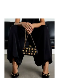 River Island Black Gem Hard Shell Chain Clutch^Women Purses